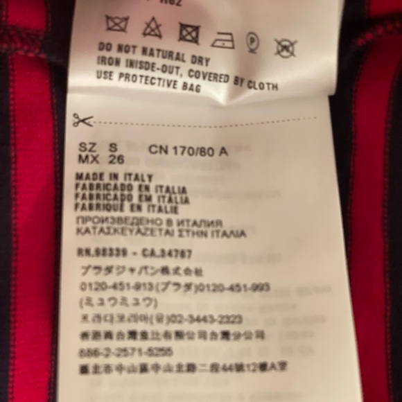 Miu Miu classic red & blue striped cotton dress w/a thin belt & sexy side slit. - Picture 9 of 10